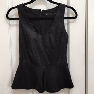 Peplum leather-look top